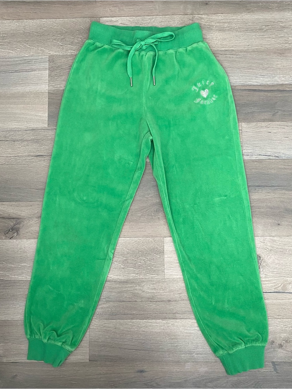 Y2K Green Velvet Juicy Couture Forever 21 Rhinestone Sweatpants XS